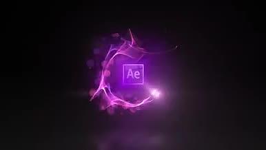 粉紫丝带粒子旋转爆破LOGO演绎AE模板视频的预览图